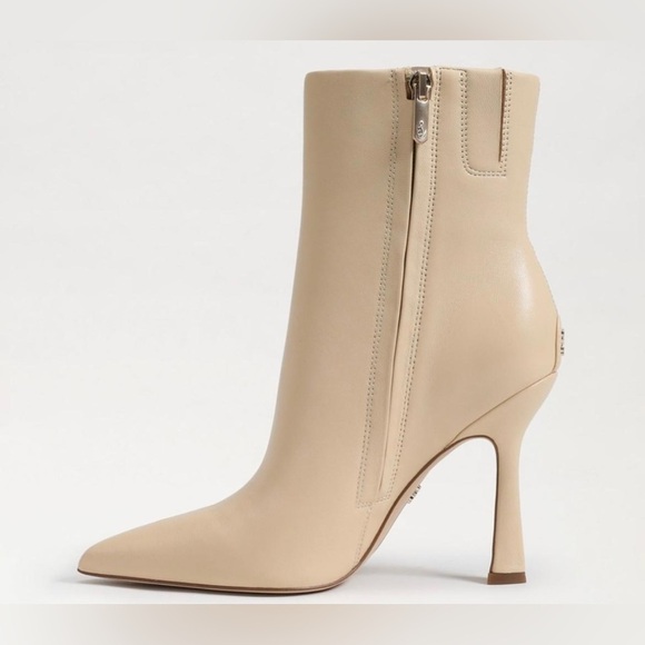 Sam Edelman Ella Leather Pointed Toe Ankle Dress Booties in Eggshell -  NWT - Picture 3 of 13